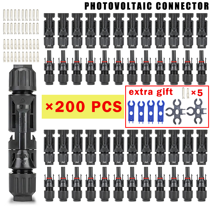 Solar Cable Mc4 Connector - 400/200/100/20 個太陽光発電ソーラーコネクタプラグ 1000V 30A コネクタキットソーラーパネル PV/MC