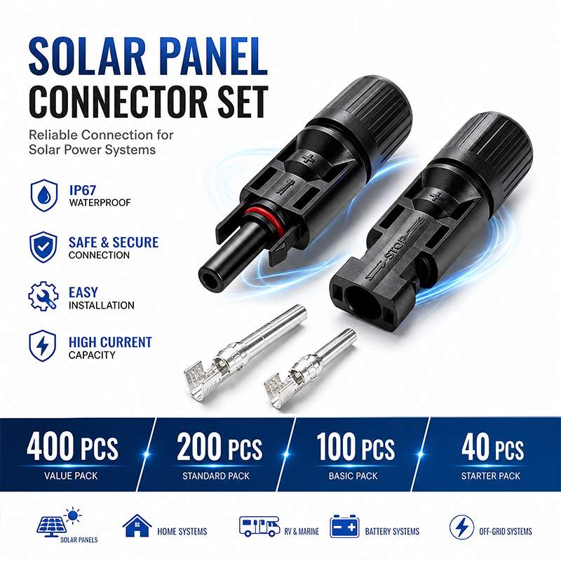 Solar Cable Mc4 Connector - 600/400/200/100/40/20 個のソーラーパネルコネクタキット 1000V 30A PV ケーブルアダプター