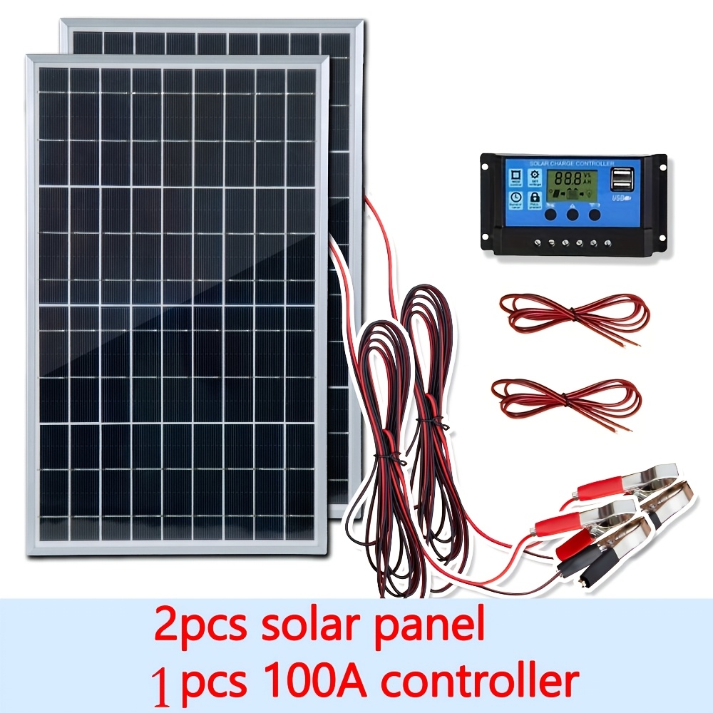 Off Grid Solar Kit - 12V ソーラーパネルキット 1個/2個入り 100A 充電コントローラー付き 高効率ポータブルパネル