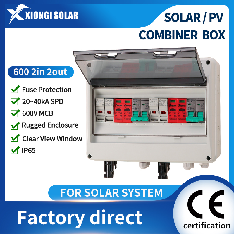 Renewable Energy Us - 全銅線PVコンビナーボックス 600V 2入力2出力 DCソーラーパネル切断スイッチ ヒューズ付きMCB SPD