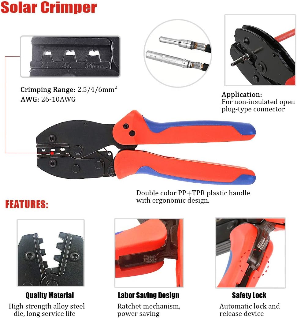 ソーラーパネル PV ケーブル圧着工具キット AWG14-1 - Solar Cable Mc4 Connector のレビューと価格