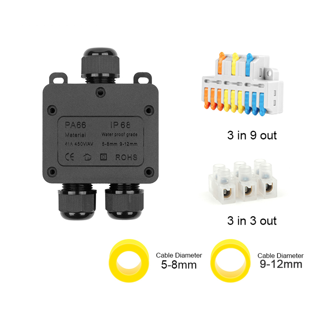 防水IP68ジャンクションボックス,防水,3ウェイミニコネク - Cable Gland Waterproof のレビューと価格