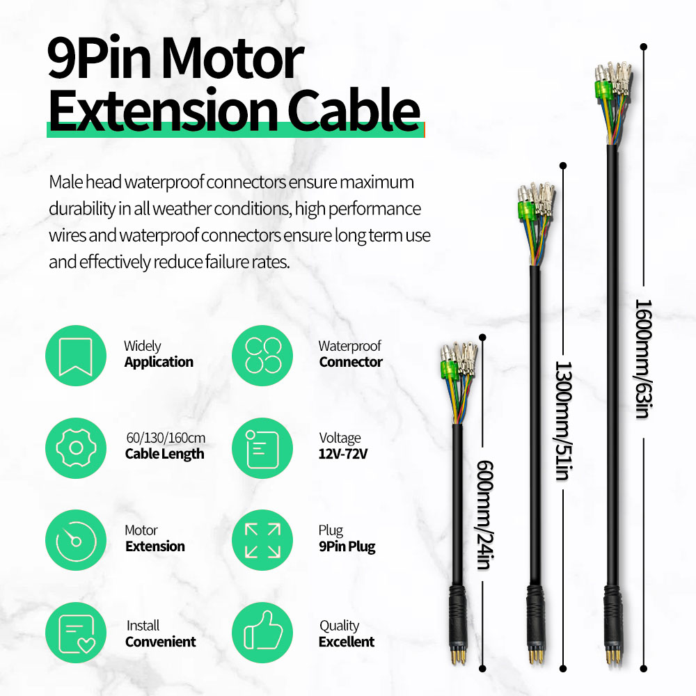 ジュレ電動自転車ホイールハブモーターケーブル延長線9ピン変換 - Cable Gland Waterproof のレビューと価格