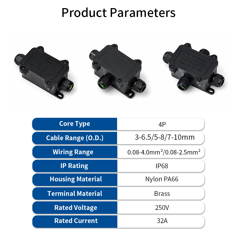 IP68防水ジャンクションボックス 2/3/4ウェイ 4極電 - Cable Gland Waterproof のレビューと価格