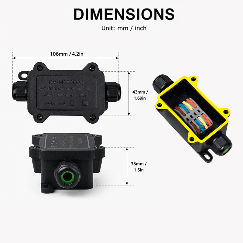 IP68防水ジャンクションボックス 2/3/4ウェイ 4極電 - Cable Gland Waterproof のレビューと価格