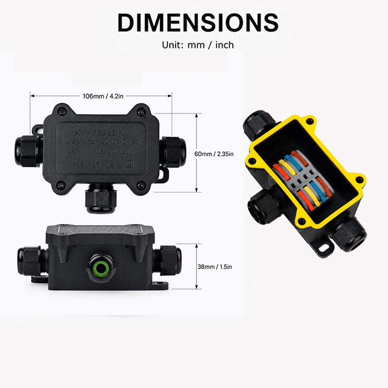 IP68防水ジャンクションボックス 2/3/4ウェイ 4極電 - Cable Gland Waterproof のレビューと価格
