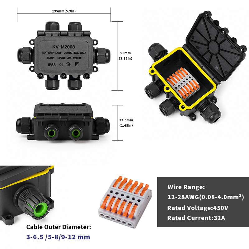 IP68防水ジャンクションボックス 2-8ウェイ 6極電気ケ - Cable Gland Waterproof のレビューと価格